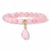 Natural Rose Quartz Beaded Stretch Bracelets PW-WGB60EB-02-1