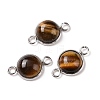 Natural Tiger Eye Connector Charms G-D059-01C-15-1