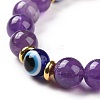 5Pcs Natural Lapis Lazuli(Dyed) & Amethyst & Tiger Eye & Green Aventurine Beads Stretch Bracelets Set BJEW-JB08936-6