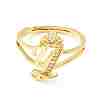 Clear Cubic Zirconia Initial Letter with Crown Adjustable Ring RJEW-M139-17Y-2