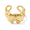 Bowknot Brass Open Cuff Rings for Women RJEW-B062-02G-2