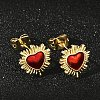 Brass Enamel Stud Earrings for Women EJEW-A126-05C-G-4