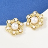 Flower Brass ABS Imitation Pearl Stud Earrings EJEW-M082-09G-4