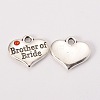 Wedding Party Supply Antique Silver Alloy Rhinestone Heart Carved Word Brother of Bride Wedding Family Charms X-TIBEP-N005-27B-1