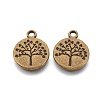 Flat Round with Tree Tibetan Style Alloy Pendants X-TIBEP-R338-10AB-NR-2