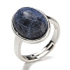 Natural Sodalite Oval Adjustable Rings RJEW-K371-07S-10-2