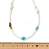 Dyed Natural Howlite Heishi Beads & Rice Natural Pearl & Glass Seed Beaded Necklaces NJEW-JN06249-04-4