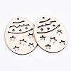 Undyed Natural Wooden Big Pendants WOOD-S058-009-2