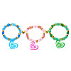 Glass Resin Magnetic Heart Friendship Stretch Bead Bracelet Sets for Women WG24CEB-01-5