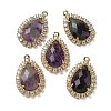 Natural Purple Fluorite Faceted Teardrop Pendants G-I375-01G-10-1