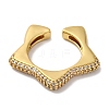 Rack Plating Star Brass Cubic Zirconia Open Cuff Rings for Women RJEW-S242-02G-C-2