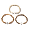 3Pcs Wood Beas Stretch Bracelets for Mem BJEW-JB11303-2