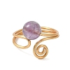 Natural Gemstone Cuff Open Rings RJEW-JR01071-4