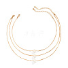 3Pcs Brass & Imitation Pearl Round Pendant Necklaces WGFA1C2-01-2