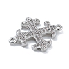 Rack Plating Brass Micro Pave Cubic Zirconia Cross Fleury Connector Charms KK-A234-058P-2