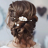 Copper Wire and ABS Imitation Pearl Hair Combs Sets for Women Girls OHAR-CY0001-20-7