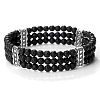 Round Natural Lava Rock & Alloy Multi-Strand Beaded Stretch Bracelets for Women Men GQ0306-3-1