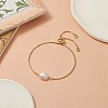 Oval Natural Pearl Beaded Slider Bracelet X-BJEW-JB09315-02-2