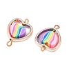 CCB Plastic Frame with Polymer Clay Rainbow Beads Links Connector Charms KK-D103-08D-RG-2