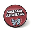 Inspirational Word Socially Awkward & Bowknot Enamel Pins JEWB-G032-01A-1