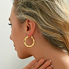 Stainless Steel Classic Elegant Irregular Texture Large Ring Hoop Earrings BQ0961-1-1