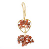 Heart with Tree of Life Metal & Natural Carnelian Chip Pendant Decorations PW-WG80265-04-1