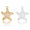 10Pcs 2 Colors Brass Micro Pave Cubic Zirconia Pendants KK-BBC0019-01-5