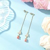 Synthetic Coral Flower Tassel Stud Earrings EJEW-JE06649-1