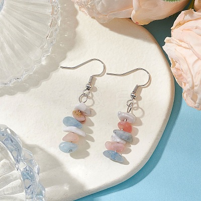 Natural Aquamarine & Pink Opal & Howlite Dangle Earrings EJEW-JE06127-03-1