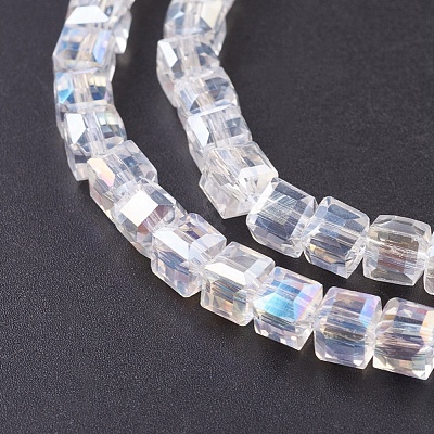 Electroplate Glass Beads Strands EGLA-D018-6x6mm-01-1