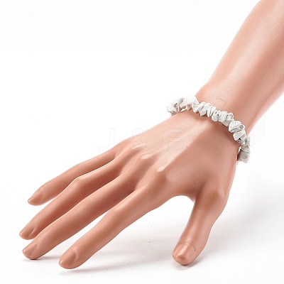 Synthetic White Howlite Chip Bead Stretch Bracelets for Children BJEW-JB06388-07-1