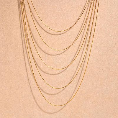 304 Stainless Steel Boston Link Chain Multi Layered Necklaces for Women NJEW-U025-01G-02-1
