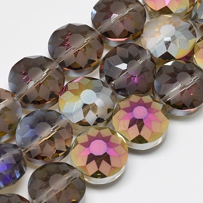 Electroplate Glass Beads Strands EGLA-Q084-14mm-01-1
