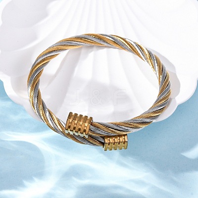 304 Stainless Steel Torque Bangles for Women BJEW-P310-21GP-1