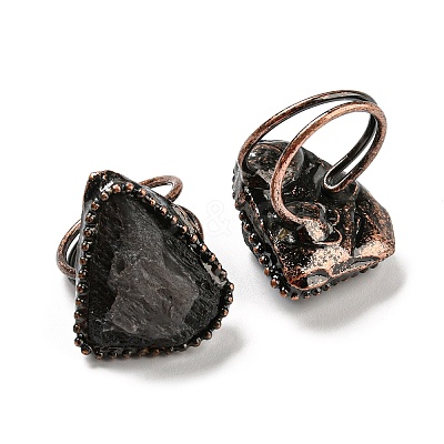 Irregular Triangle Natural Tektite Open Cuff Rings RJEW-M157-05R-1