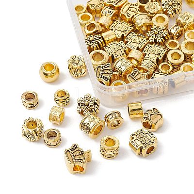 60Pcs 12 Style Tibetan Style Alloy European Beads FIND-FS0001-80-1