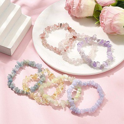 7Pcs Gemstone Stretch Bracelet Sets BJEW-JB11174-1