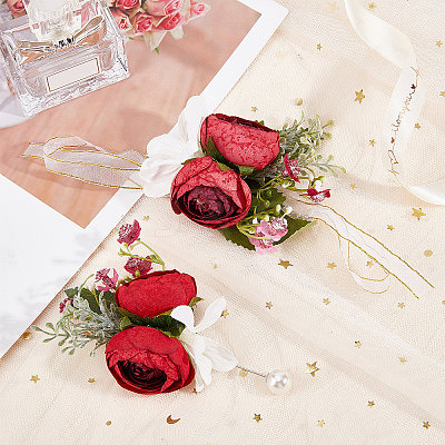 1Pc Rose Flower Cloth Lapel Pin AJEW-CP0001-80B-1