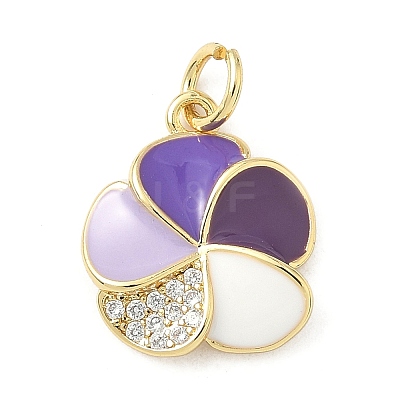 Brass Micro Pave Cubic Zirconia Pendants KK-S338-08G-1