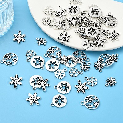 50Pcs 5 Styles Tibetan Style Alloy Charms FIND-YW0010-23-1