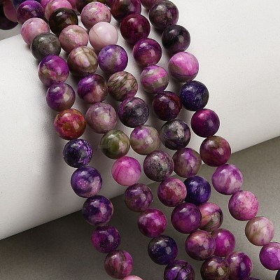 Dyed Natural White JadeImitation Charoite Smooth Round Beads Strands GG-CBA3334-A01-6mm-C-1