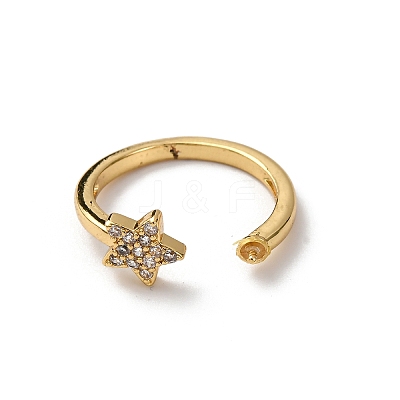 Star Brass Micro Pave Clear Cubic Zirconia Cuff Cup Peg Ring Settings KK-NH0007-10G-1