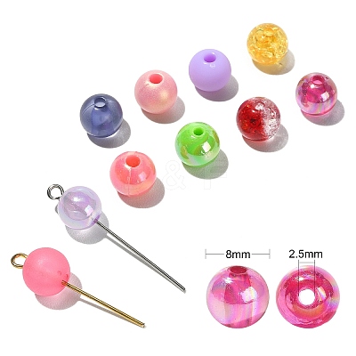 200Pcs 10 Styles Opaque Acrylic Beads MACR-CJ0001-46-1