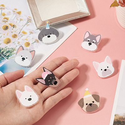 7Pcs 7 Colors Cartoon Dog Acrylic Brooch JEWB-TA0001-37-1