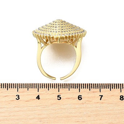 Brass Micro Pave Cubic Zirconia Cuff Rings RJEW-V007-06G-1