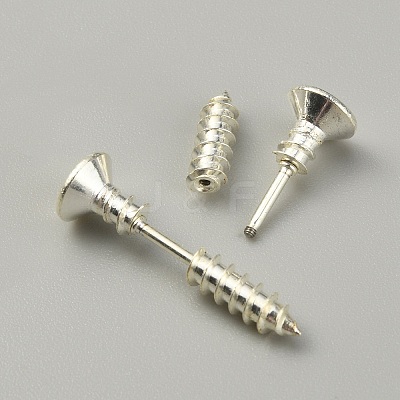 304 Stainless Steel Screw Shape Front Back Stud Earrings STAS-WH0061-23S-1