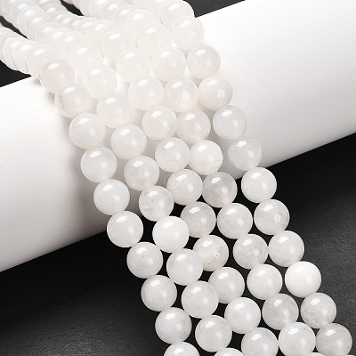 Natural White Jade Round Beads Strands G-N0120-03-8mm-1