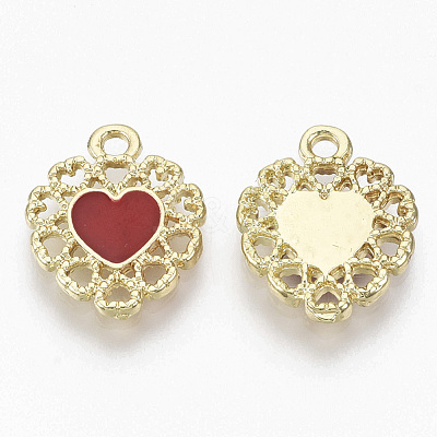 Golden Plated Alloy Enamel Pendants X-PALLOY-N154-04B-1