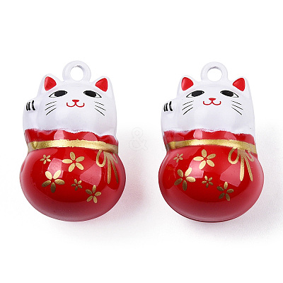 Baking Paint Brass Bell Pendants X-KKB-S002-010C-1