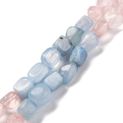 Natural Aquamarine & Rose Quartz Beads Strands G-L610-B04-B01-1